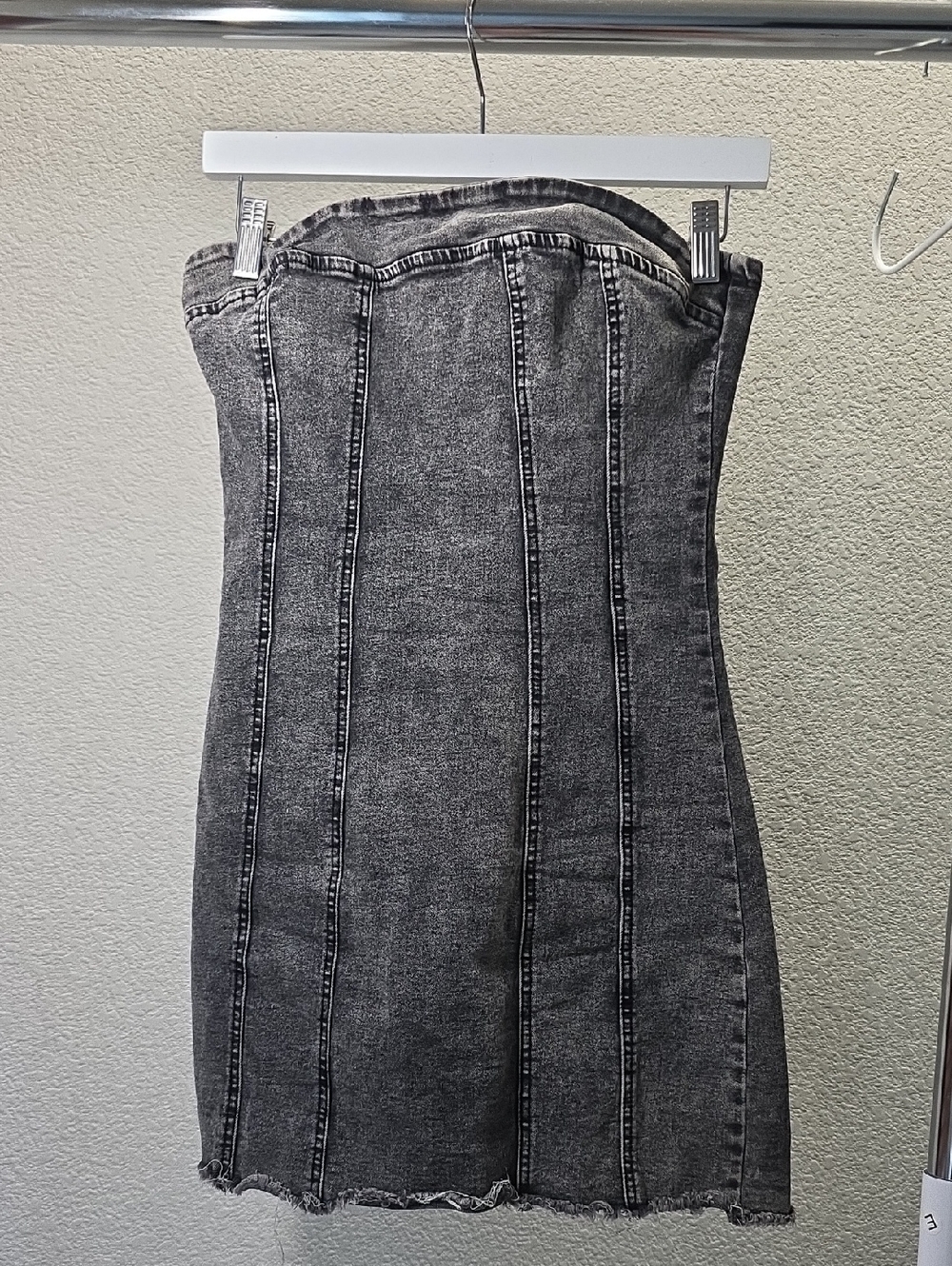 refuge Grey Strapless Denim Mini Dress Size S